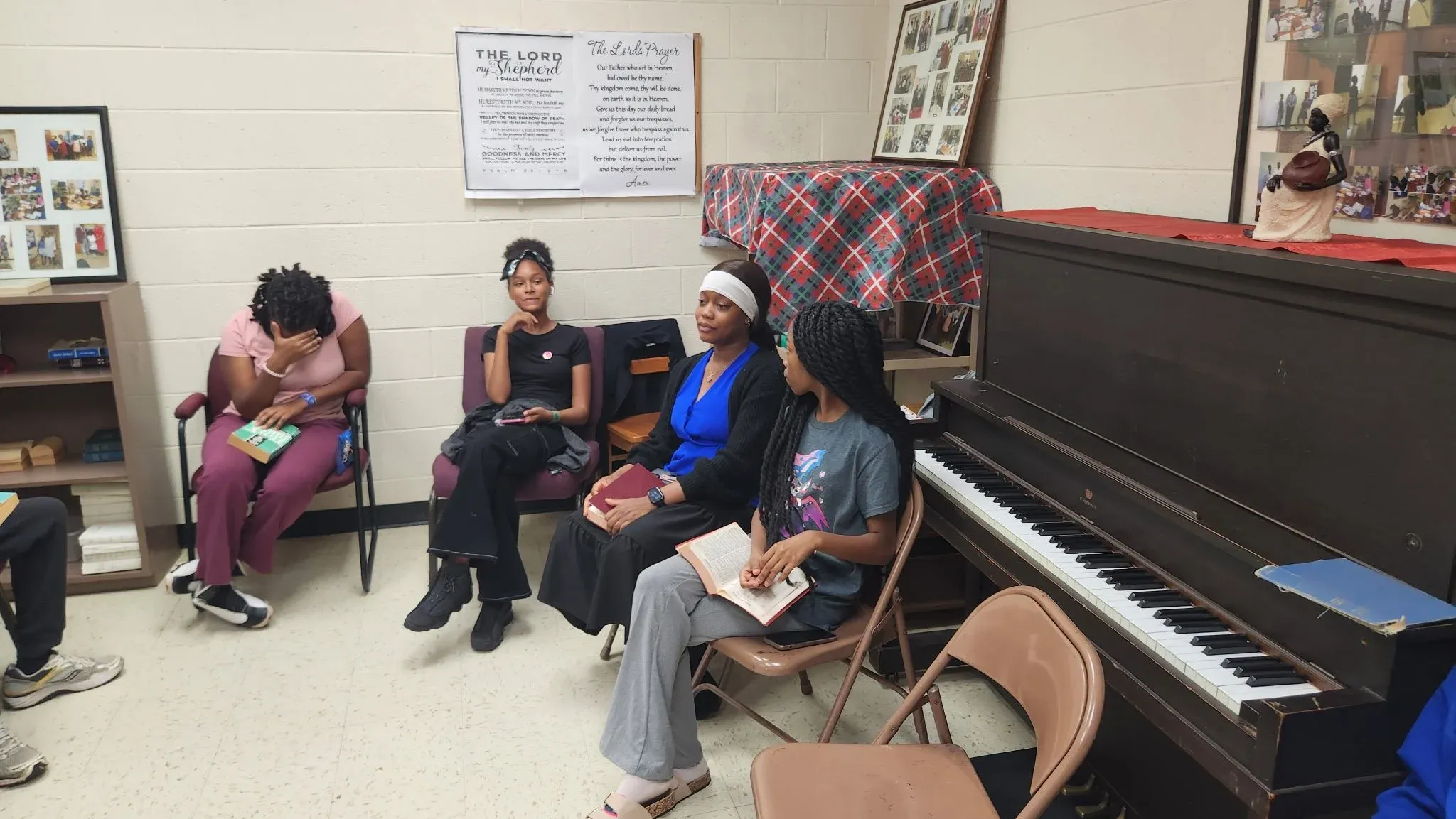 A small group meeting together at White Oak Hills Baptist Church